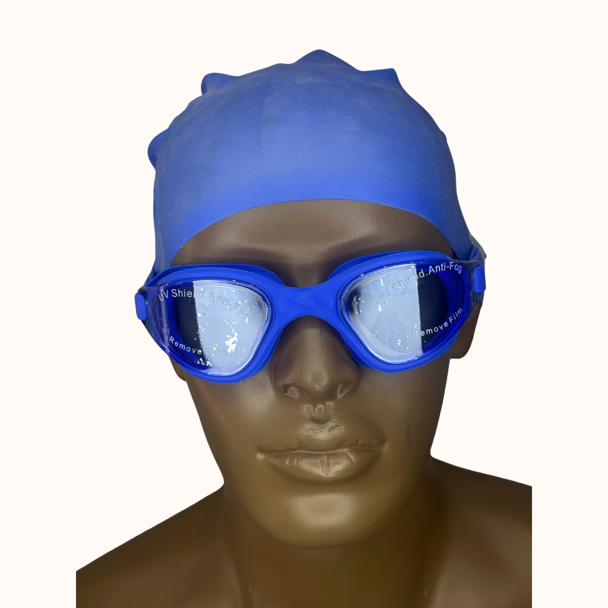 Lentes de Natación Azul y Gorro de Silicona Azul