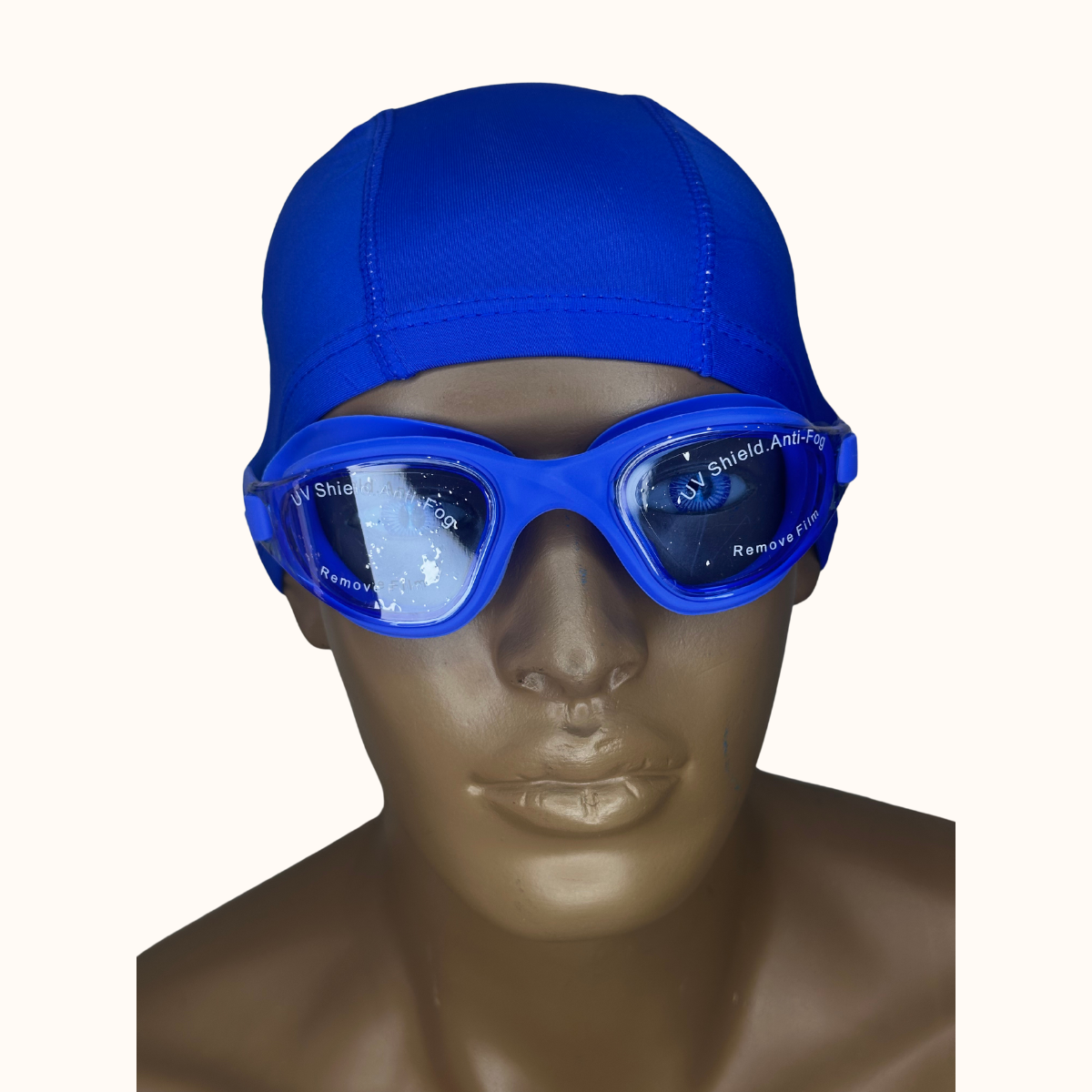 Lentes de Natación Azul y Gorro de licra Azul