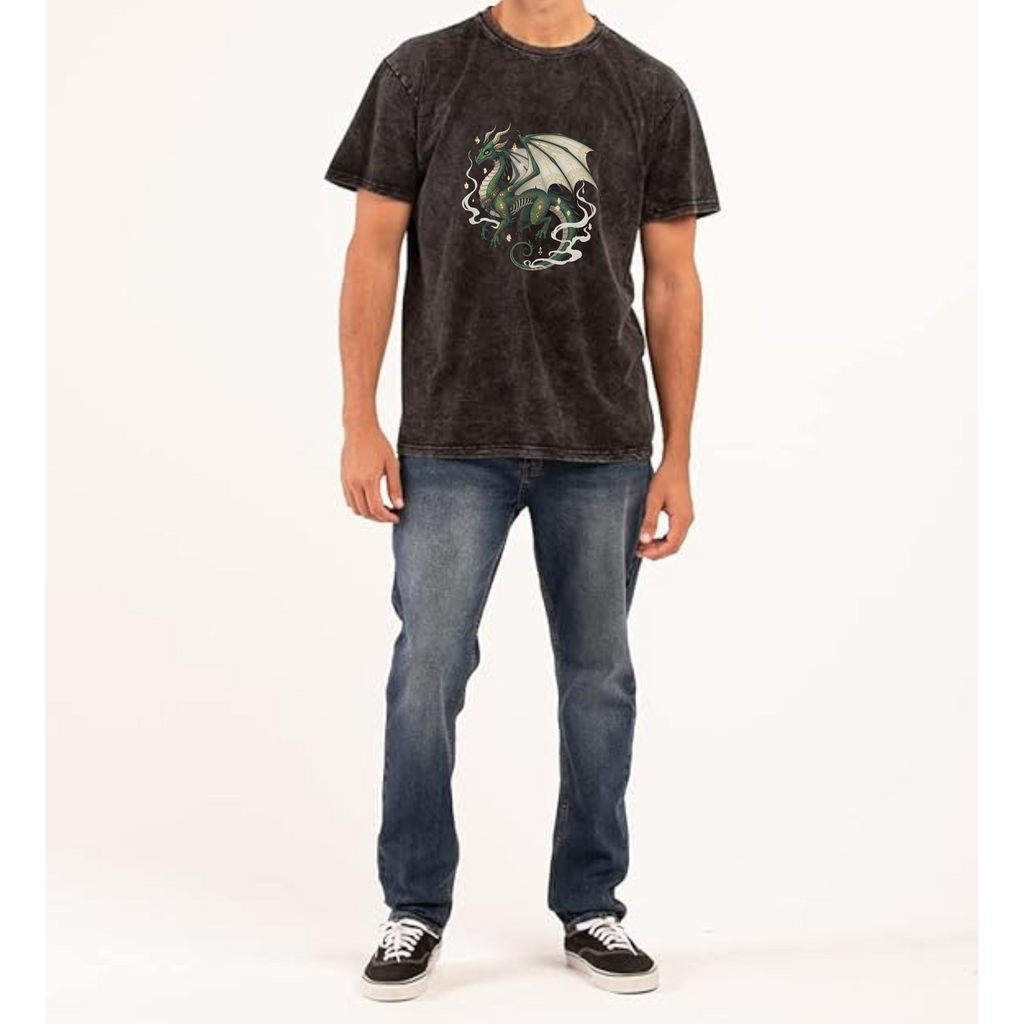 Polo Oversize Hombre Logo Dragon  POELDRAG Negro