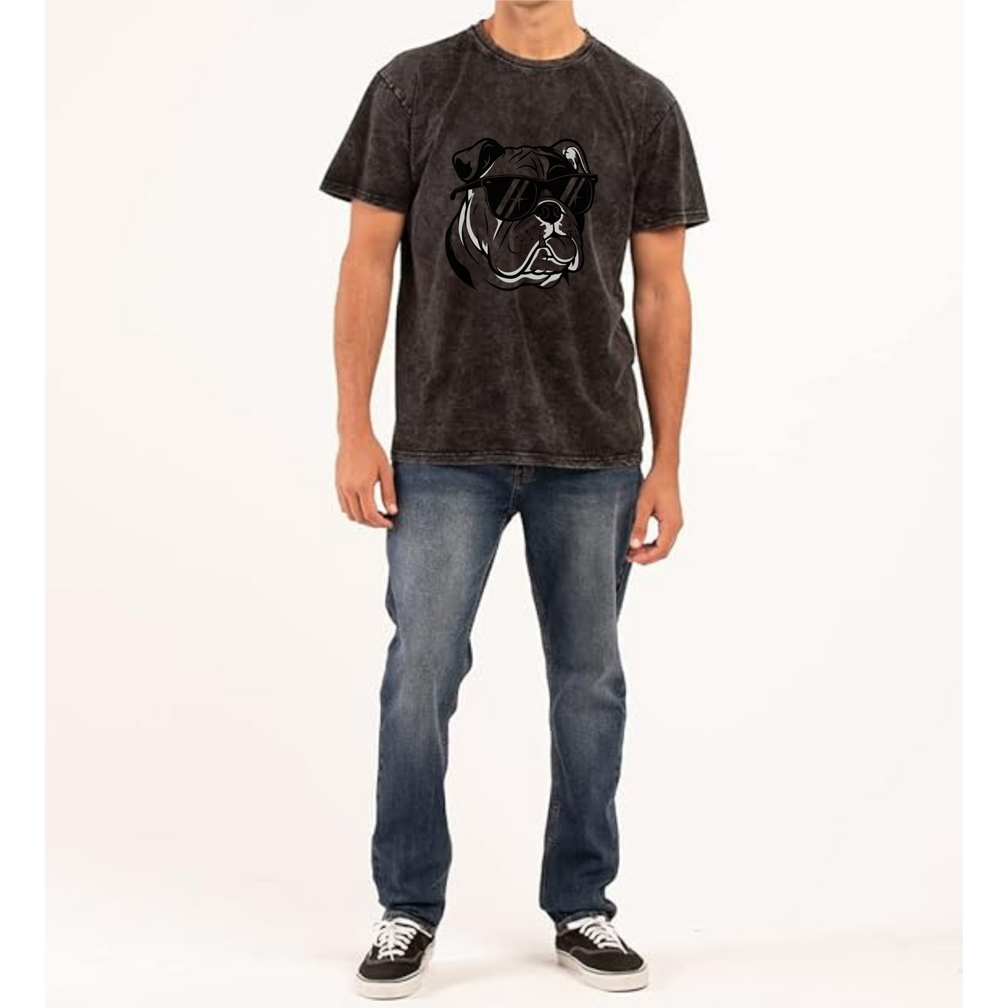 Polo Oversize efecto lavado hombre diseño bull dog PELBULL negro