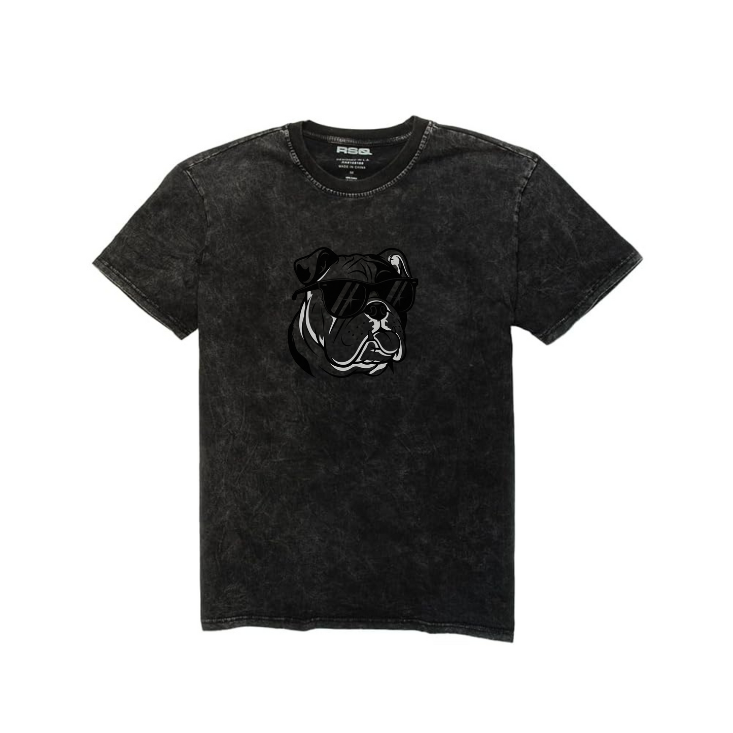 Polo Oversize efecto lavado hombre diseño bull dog PELBULL negro