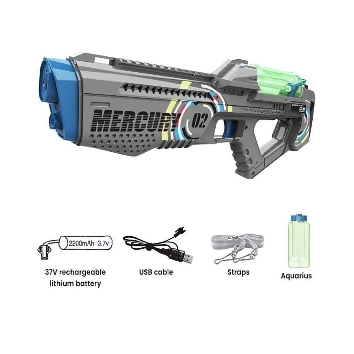 Pistola De Agua Eléctrica De Disparo Continuo Mercury M2