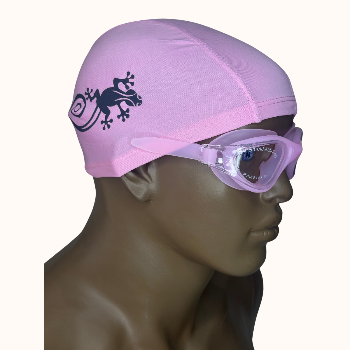 Lentes de Natación Rosado y Gorro de licra Rosado