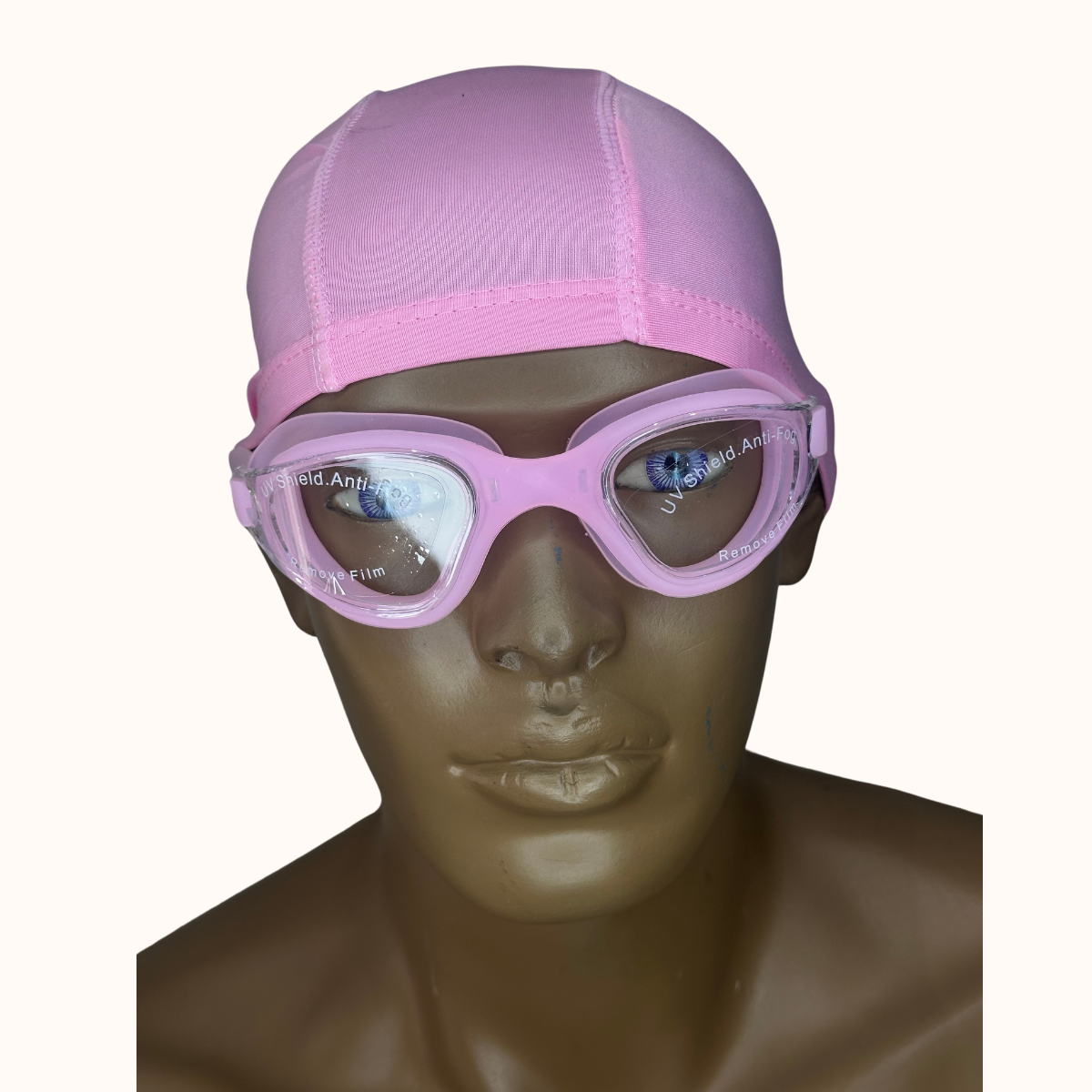 Lentes de Natación Rosado y Gorro de licra Rosado