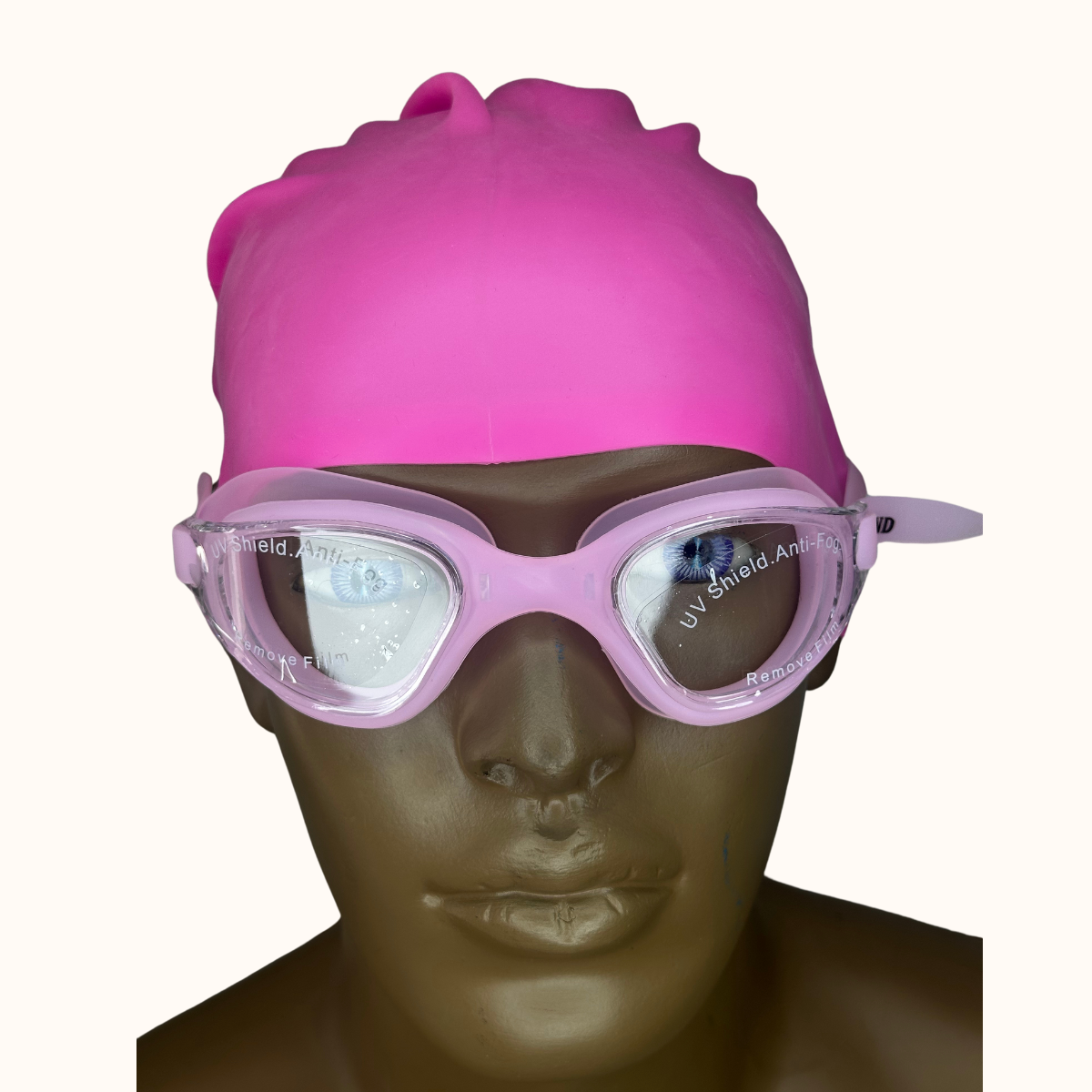 Lentes de Natación Rosado y Gorro de Silicona Rosado