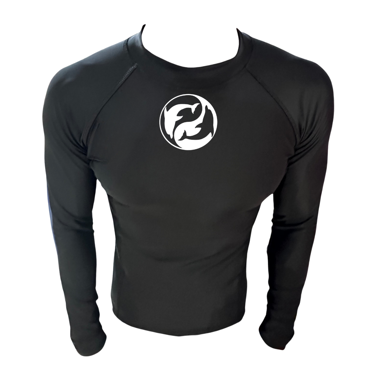 LICRA CON PROTECCIÓN UV AQUAMODA LAMDENH DELIFÍN NEGRO HOMBRE LOGO BLANCO REFLECTIVO