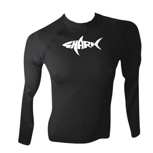 LICRA BRASILERA CON PROTECCIÓN UV AQUAMODA LBTBNH TIBURÓN NEGRO HOMBRE LOGO BLANCO REFLECTIVO