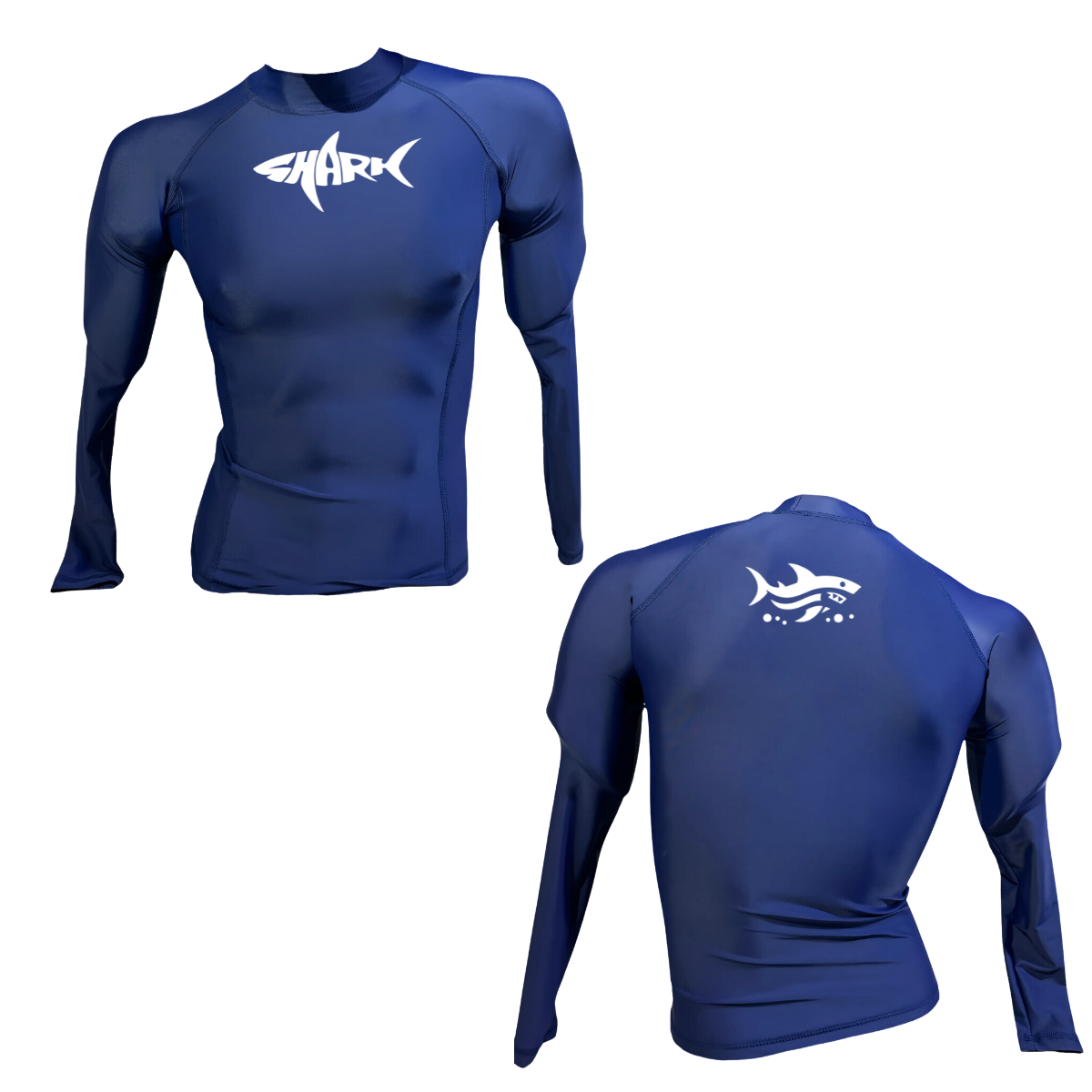 LICRA CON PROTECCIÓN UV AQUAMODA LAMTBAH TIBURON AZUL HOMBRE LOGO BLANCO REFLECTIVO