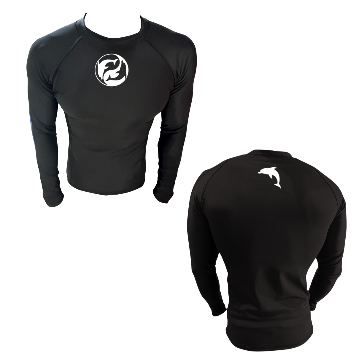 LICRA CON PROTECCIÓN UV LAMDENIN DELFÍN NEGRO NIÑO LOGO BLANCO REFLECTIVO