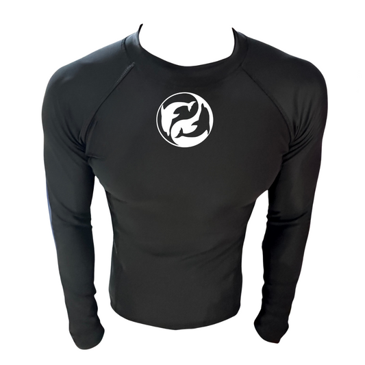 LICRA CON PROTECCIÓN UV AQUAMODA LAMDEPLNH DELFÍN PLUS NEGRA HOMBRE LOGO BLANCO REFLECTIVO