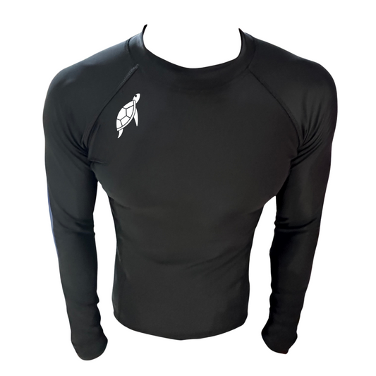 LICRA CON PROTECCIÓN UV AQUAMODA LAMTMNH TORTUGA MARINA NEGRA HOMBRE LOGO BLANCO REFLECTIVO
