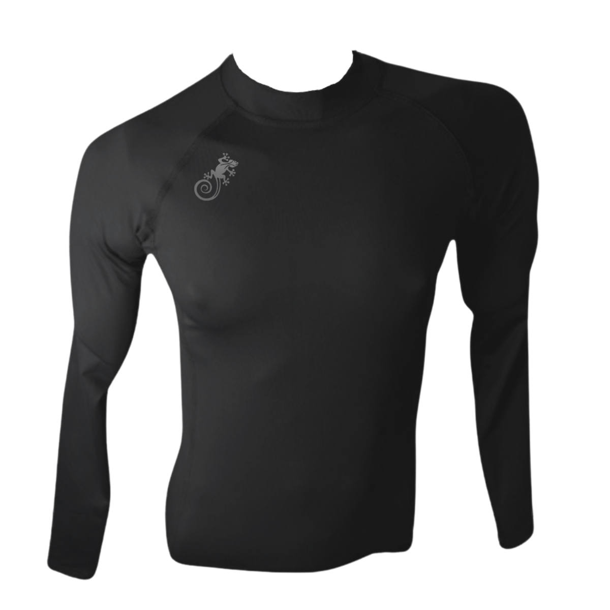 LICRA BRASILERA CON PROTECCIÓN UV AQUAMODA LBAMNLGH  NEGRA LOGO GRIS REFLECTIVO