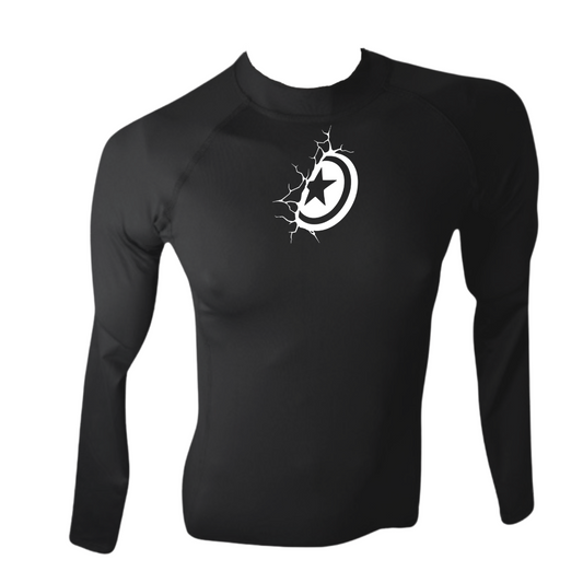 LICRA BRASILERA CON PROTECCIÓN UV AQUAMODA LBAMAMNH AMÉRICA NEGRA HOMBRE LOGO BLANCO REFLECTIVO