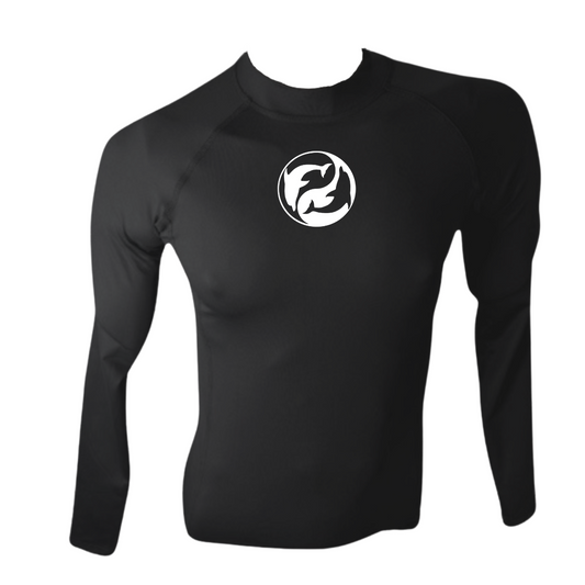 LICRA BRASILERA CON PROTECCIÓN UV AQUAMODA LBAMDENH DELFIN NEGRO HOMBRE LOGO BLANCO REFLECTIVO