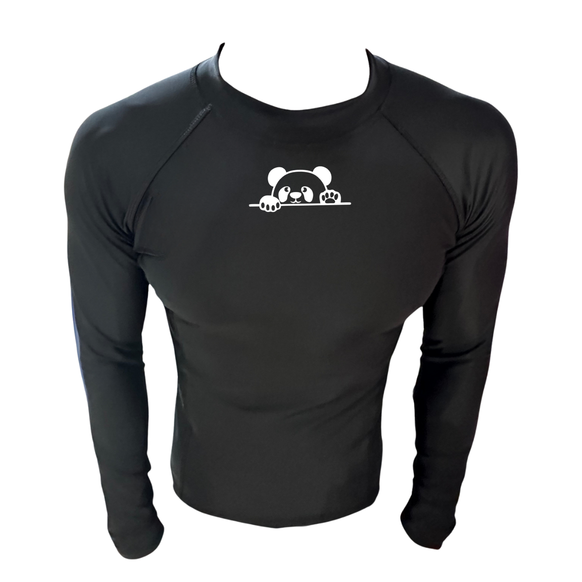 LICRA CON PROTECCIÓN UV AQUAMODA LAMOSNH NEGRA OSO HOMBRE LOGO BLANCO REFLECTIVO