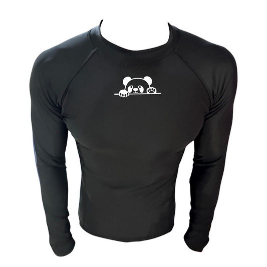 LICRA CON PROTECCIÓN UV AQUAMODA LAMOSNH NEGRA OSO HOMBRE LOGO BLANCO REFLECTIVO