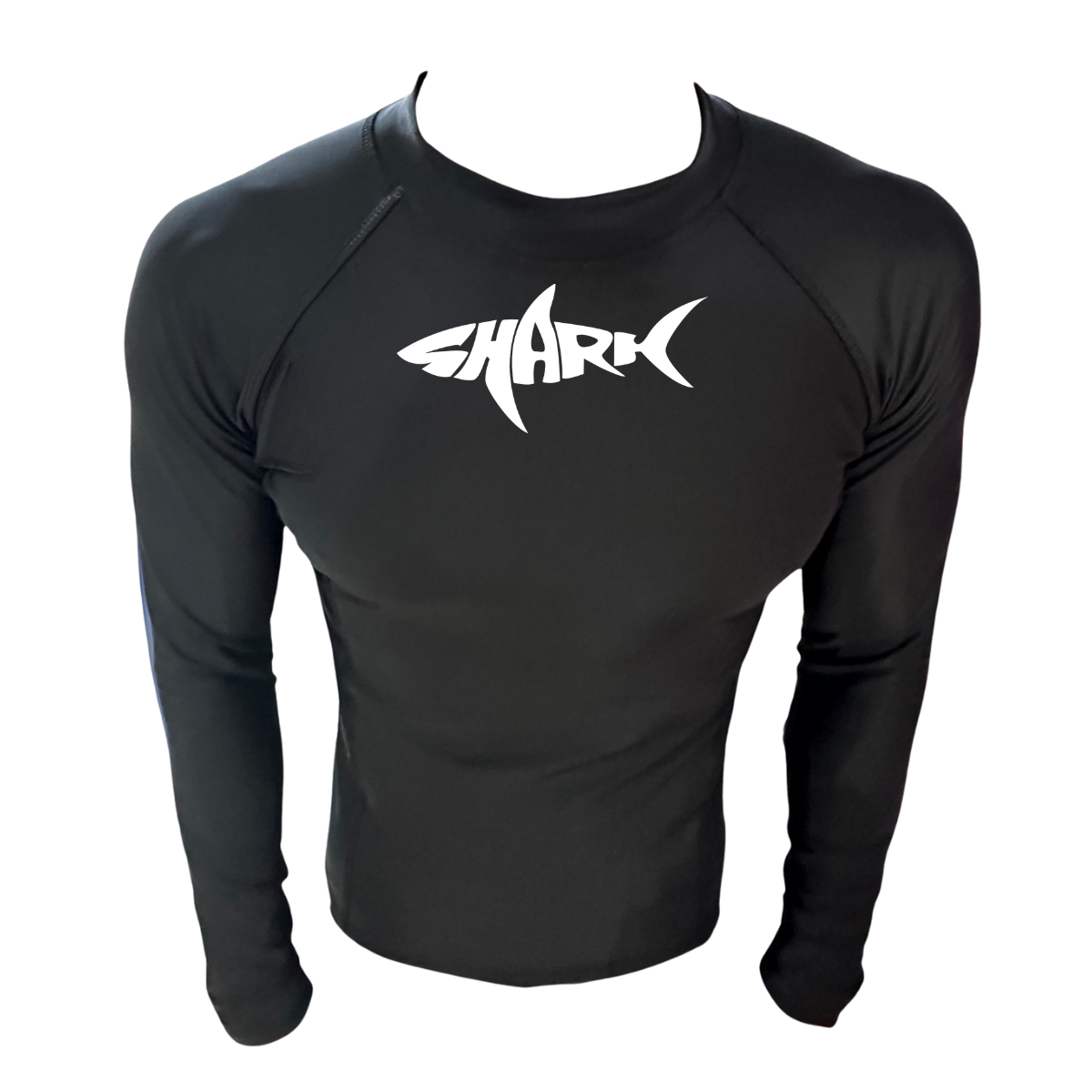 LICRA CON PROTECCIÓN UV AQUAMODA NIÑOS LAMTBNN TIBURÓN NEGRA LOGO BLANCO REFLECTIVO