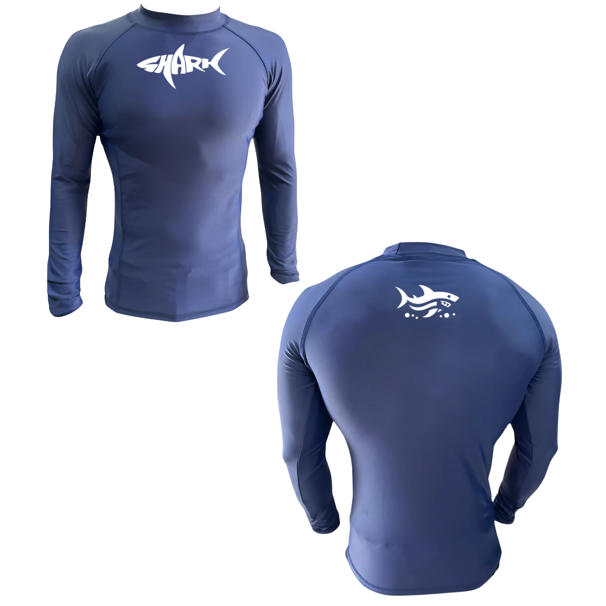 LICRA CON PROTECCIÓN UV AQUAMODA LAMTBAPLH PLUS TIBURÓN  AZUL LOGO BLANCO REFLECTIVO