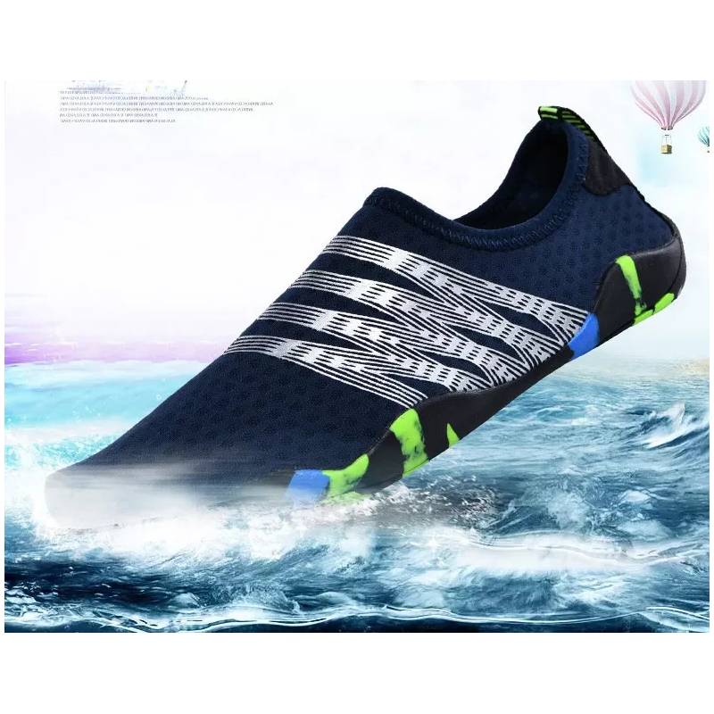 Aquashoes Zapatos Acuáticos AquaModa M1BAP Unisex Azul Raya Plateada