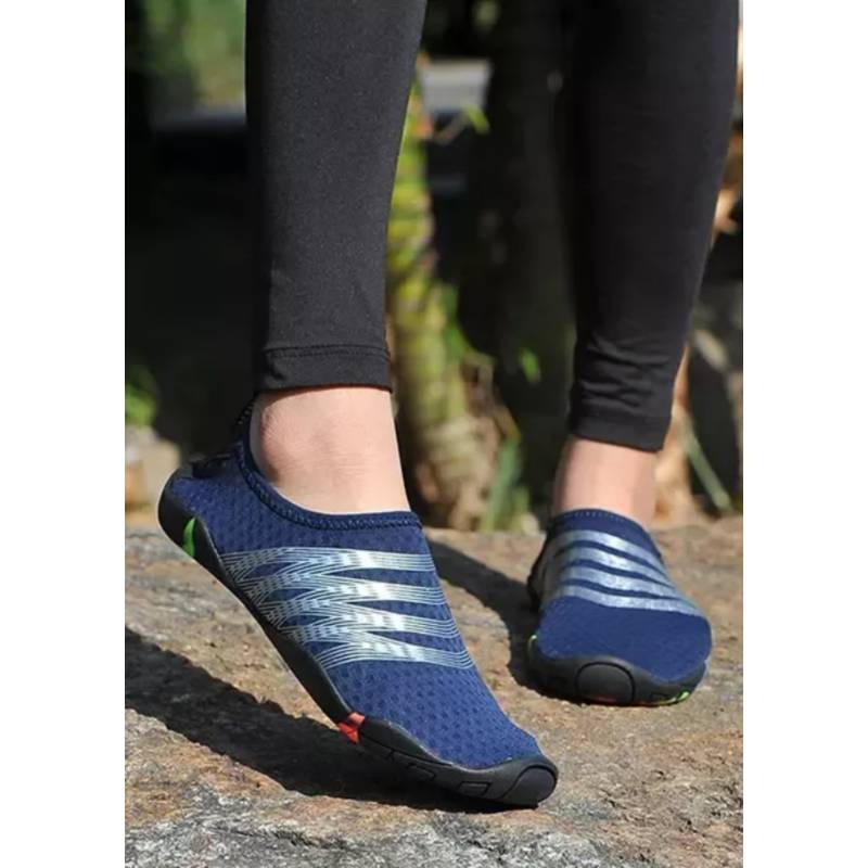 Aquashoes Zapatos Acuáticos AquaModa M1BAP Unisex Azul Raya Plateada