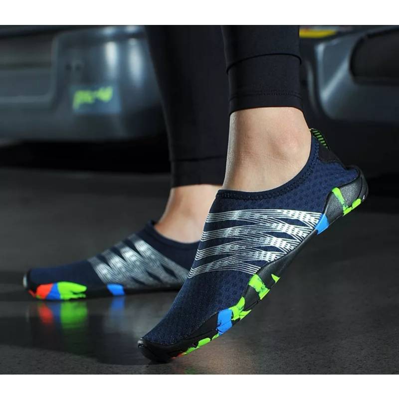 Aquashoes Zapatos Acuáticos AquaModa M1BAP Unisex Azul Raya Plateada